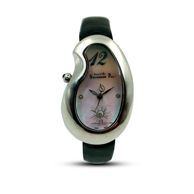 Salvador Dali Semi Sapphire Crystal All Stainless Steel One Point Diamond Watch For Women