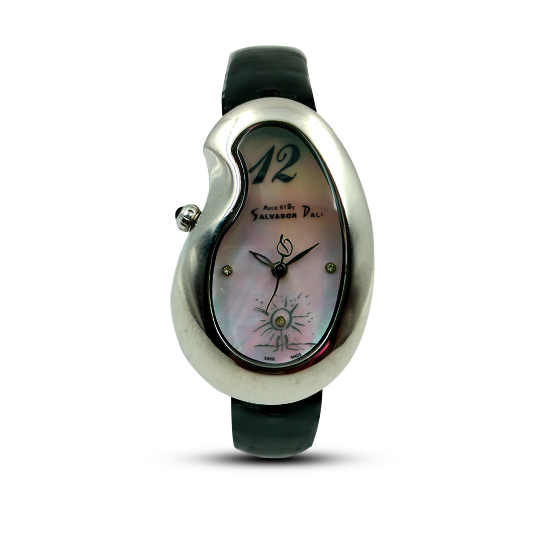 Salvador Dali Semi Sapphire Crystal All Stainless Steel One Point Diamond Watch For Women