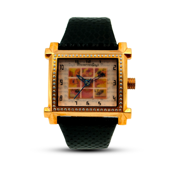 Vincent Van Gogh Solid Stainless Steel Golden Dial Analog Watch For Men