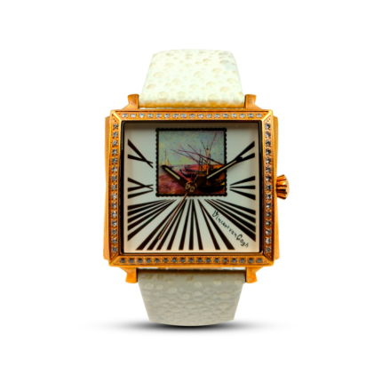 Vincent Van Gogh Solid Stainless Steel With White Band Analog Watch For Men