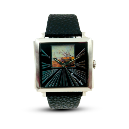 Vincent Van Gogh Solid Stainless Steel Black Dial Square Analog Watch For Men