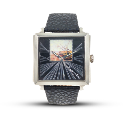 Vincent Van Gogh Solid Stainless Steel Black Dial Square Analog Watch For Men
